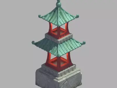 Yong An City - decorative stone lamp 06 3D model