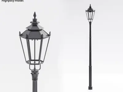 Old street lamp Warsaw Free low-poly 3D model