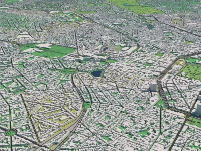 Brussels Belgium 25x25km City Map 3D model