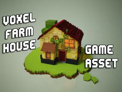 Voxel 3D simple farm house game asset 3D model