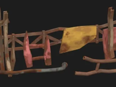 Stylized rusty metal structures asset pack Low-poly 3D model