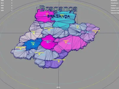 Braganca  Portugal map region geography political geographic 3D model
