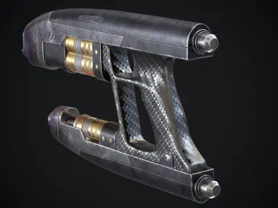 Star-Lord Gun Game-Ready Low-Poly PBR and High-Poly Low-poly 3D model
