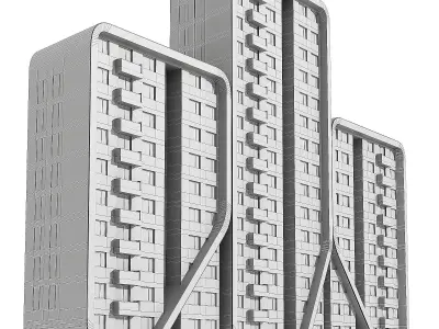 Multi storey modern high house 09 3D model