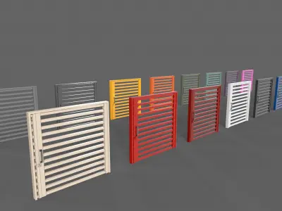 PBR Metal Gate B4 Low-poly 3D model