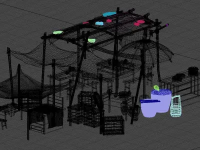 Asian Ancient street stalls 3D model