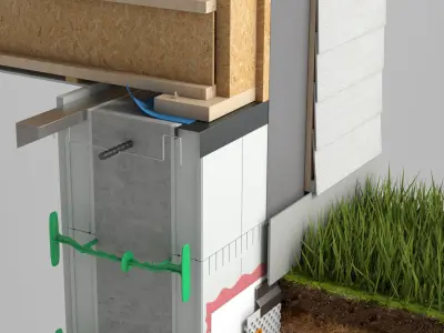 Wall Cross Section Insulation 3D model