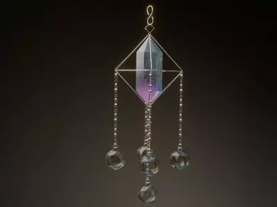 Crystal Suncatcher Wind Chime - Hanging Prism Decor 3D model