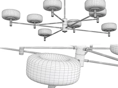 Modern Black Sputnik Chandelier Low-poly 3D model