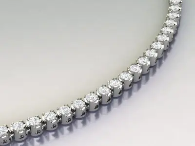 Diamond Tennis necklacet heart 3D print model