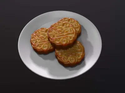 Plate with Traditional Mooncakes