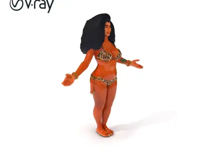 Wild Spirit  D Character Model with Tribal Tattoo and Leopard... Low-poly 3D model