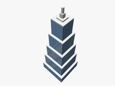Cartoon skyscraper building 5 Low-poly 3D model