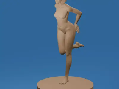 Space Bounty Hunter Cartoon Nude 2 3D print model