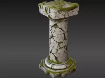 Ancient Broken Stone Pillar 3D Model Game Ready Environment  3D model