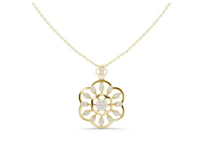 Floral Diamond Pendant Openwork Flower Medallion Necklace CAD 3D print model