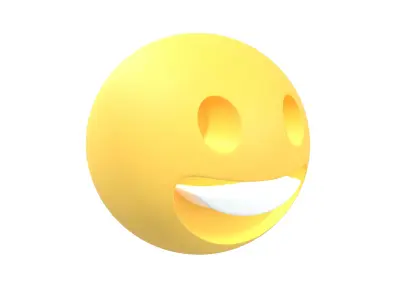 Twitter Grinning Face v1 001 Low-poly 3D model