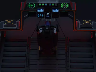 Spaceship cockpit w Pilot seat Mid poly 3D model