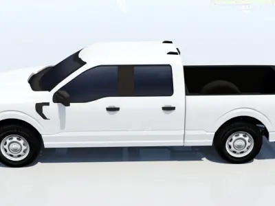 half ton Pickup truck 4 door cab low poly static Low-poly 3D model