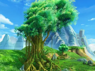 Cartoon River Scene 3D model