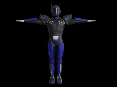 High-quality blue robot model  3D model