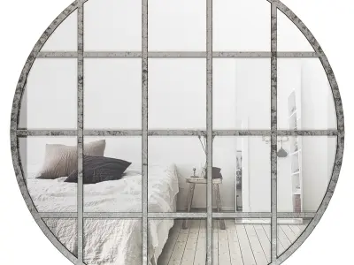 Yatendra Round Beveled Window Accent Mirror GRKS6795 3D model