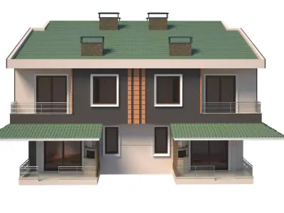 Villa Model two story house with roof 3D model