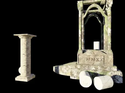 Medieval Broken Alter Low-poly 3D model