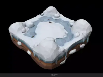 Stylized Snowy Ground Game Ready - AI Low-poly 3D model