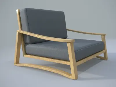 Patio Set wooden lounge chair Free low-poly 3D model
