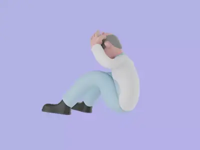 Stylized 3D Male Scientist Character - Cartoon Panic Stress Pose 3D model
