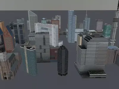 Amsterdam High Rise Pack Low-poly 3D model
