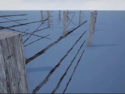 Lowpoly Modular Barbed Wooden Fence Low-poly 3D model