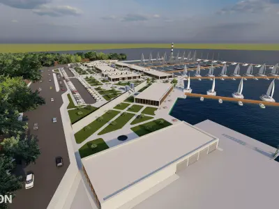 Modern Marina and Waterfront Terminal Complex 3D model