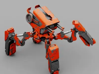 Spider Robot rigged character 3D model