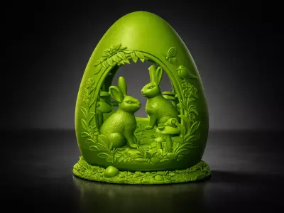 Enchanted Easter Bunny Egg Diorama Spring  3D print model