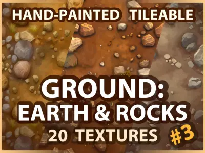 Ground - Earth and Rocks - 20 TEXTURES - Hand-painted -PACK 3--- Texture