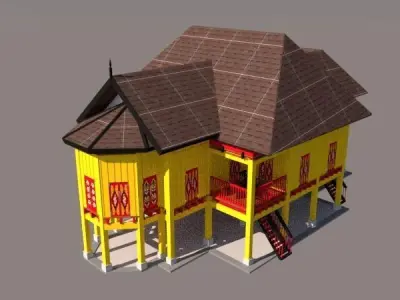 RUMAH TRADISIONAL MELAYU SARAWAK BUMI KENYALANG Free 3D print model