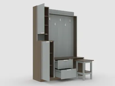 hallway 7 cabinet with two drawers and shelf 3D model