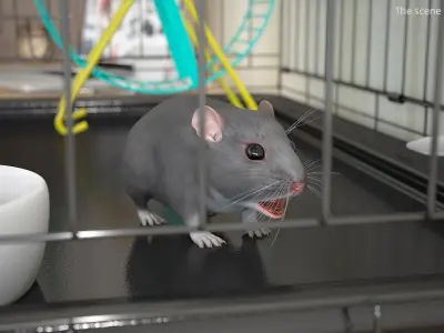  Dwarf Hamster Gray Rigged for Cinema 4D 