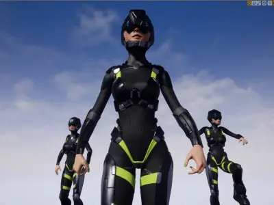 Girl character sci fi  Low-poly 3D model