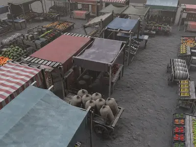 Medieval Market PBR v2 Low-poly 3D model