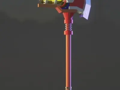 3D MODEL AXE with light Low-poly 3D model