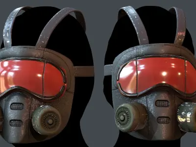 Gas mask helmet 3d model scifi Low-poly  Low-poly 3D model