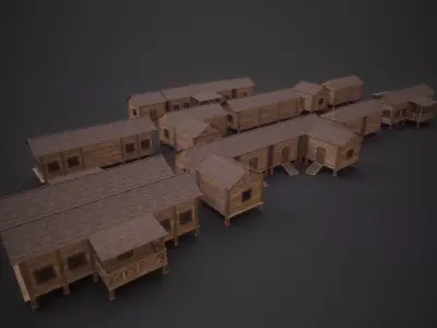 Village Modular Wood House 3D model