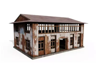 Village Hall Low-poly 3D model