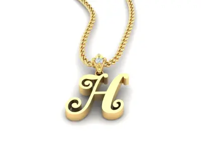Alphabet V3 Light Gold  Font Pendant H 3D print model