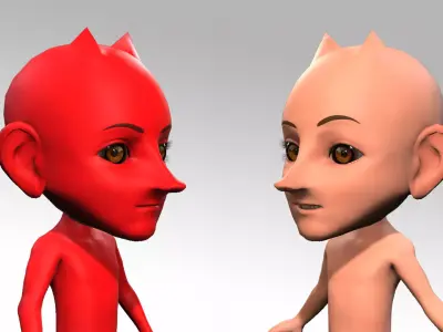 Cute Devil Cartoon 3D model Low-poly 3D model