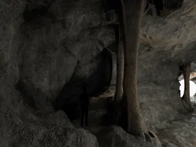 Cave Low-Poly Game Ready interior of Low-poly 3D model