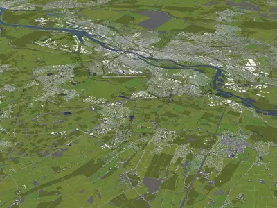 Bremen Germany 50x50km 3D City Map 3D model